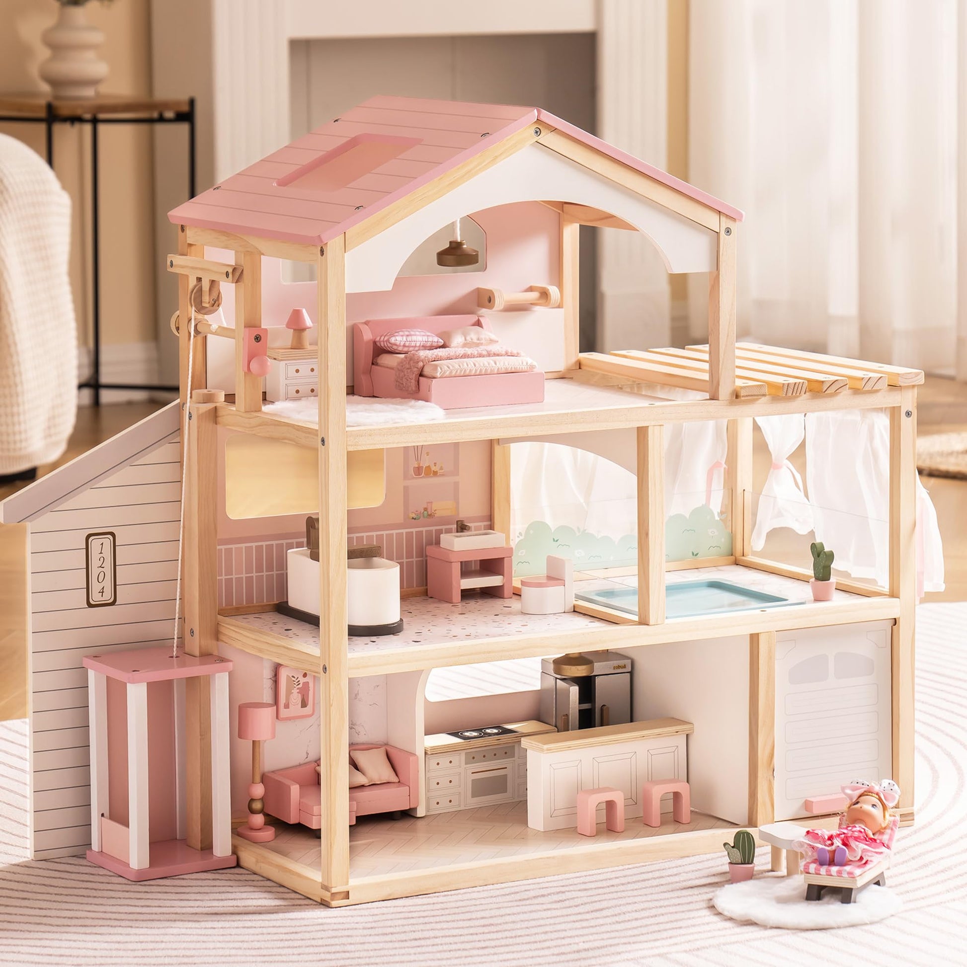Wooden Doll House – Dreamy Pink