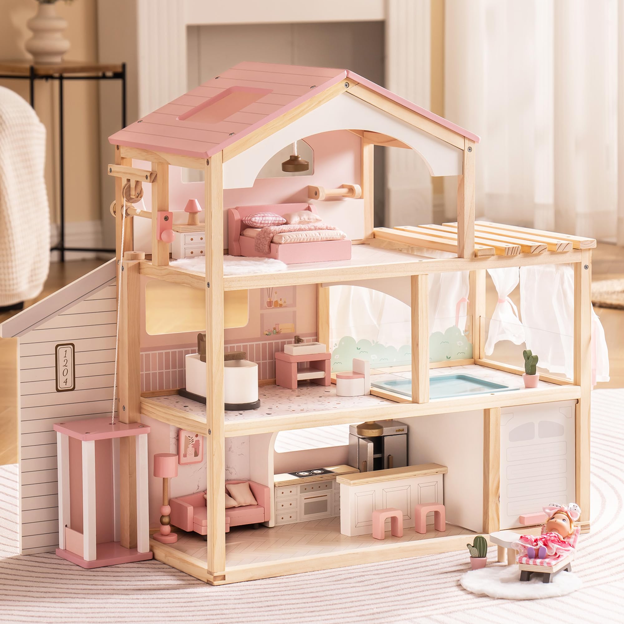 Wooden Doll House – Dreamy Pink