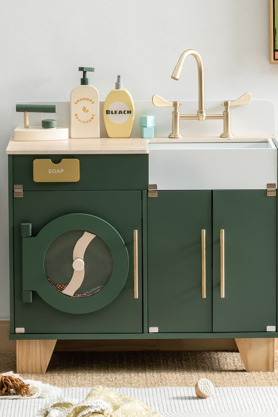 Vintage Green Wooden Toy Kitchen Set