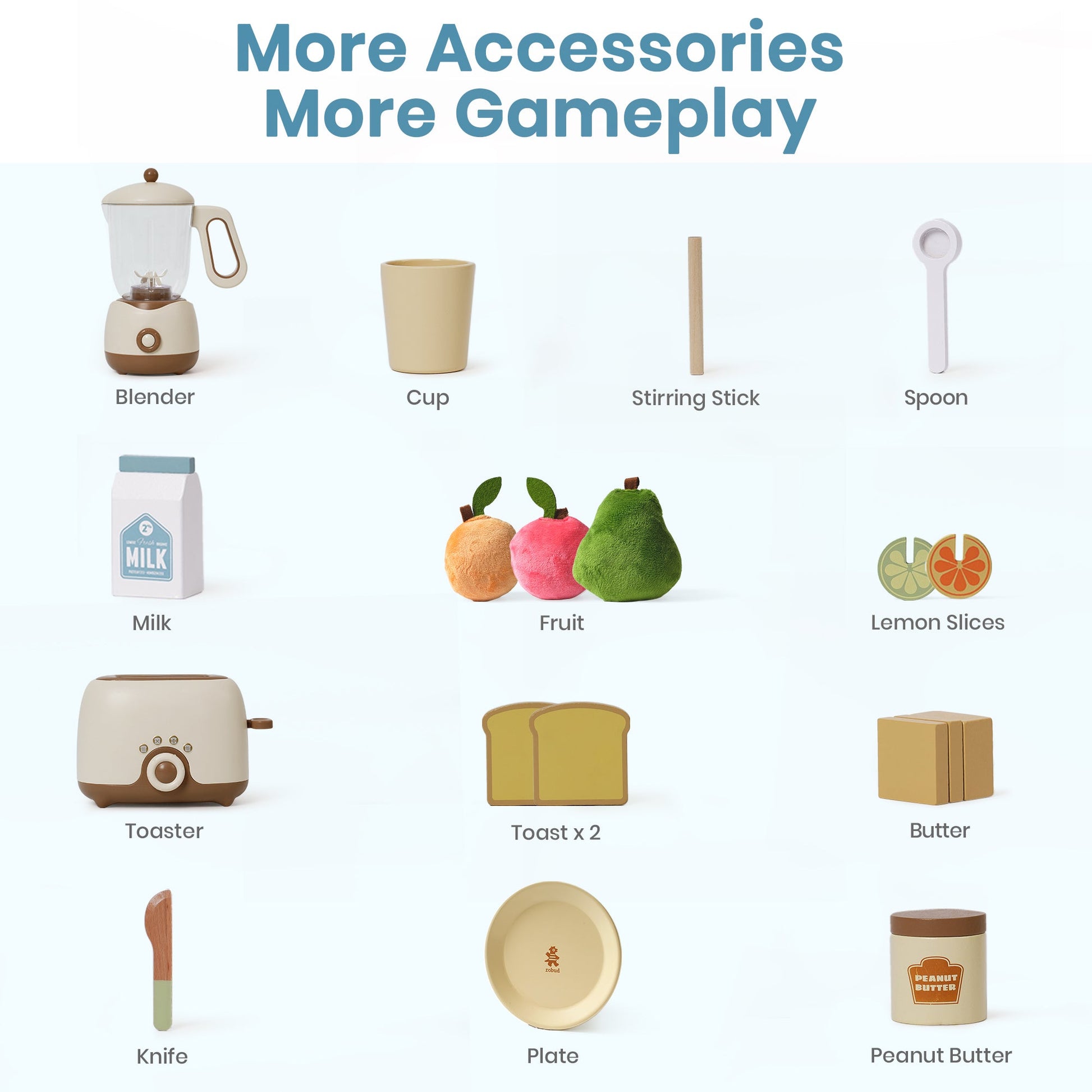 Lunamoa Pretend Play Kitchen Appliances Set – Creamy 4-Piece