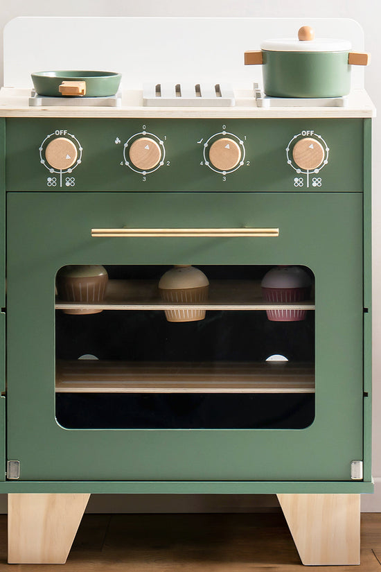 Vintage Wooden Toy Kitchen Oven – Green