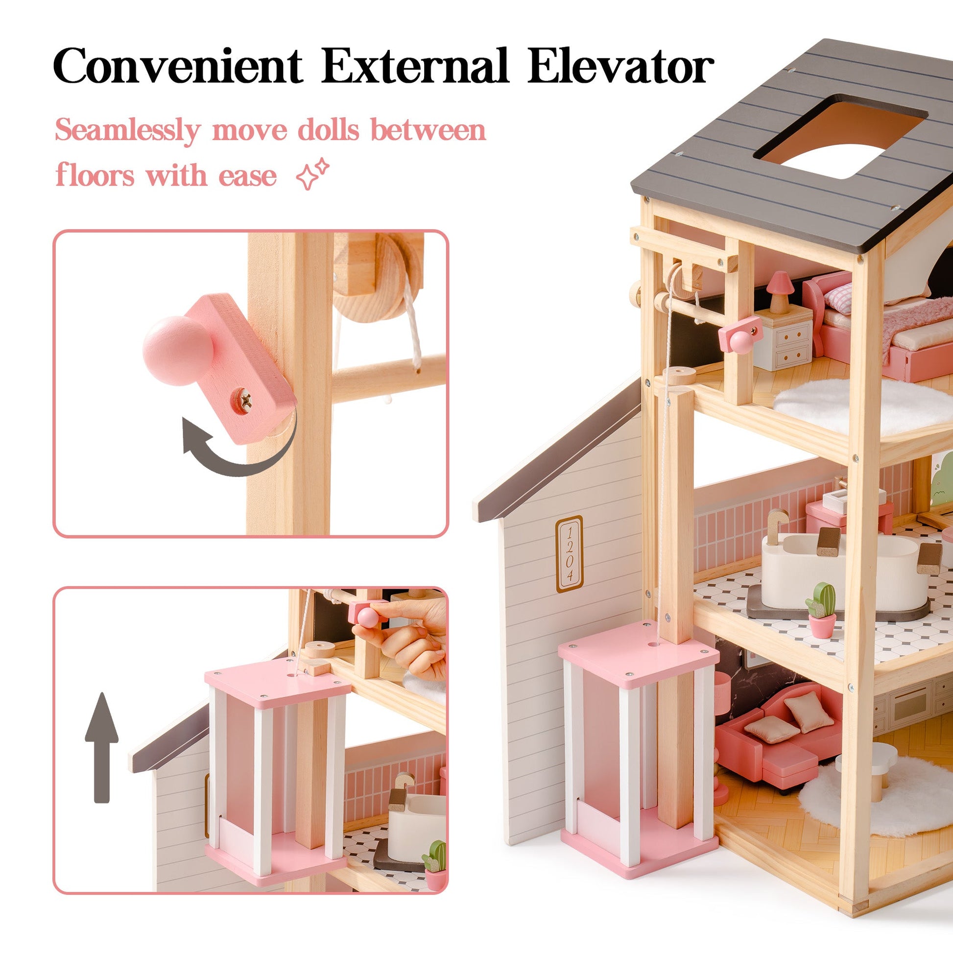 Wooden Doll House – Dreamy Pink