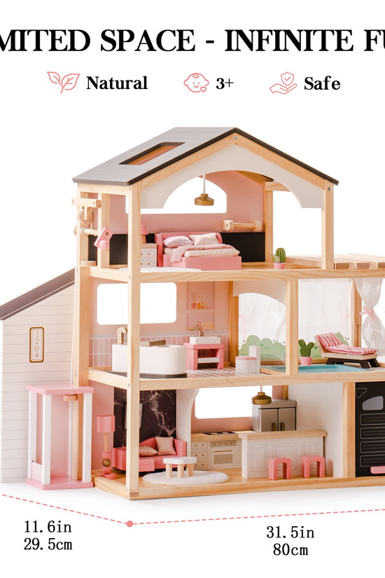 Wooden Doll House – Dreamy Pink