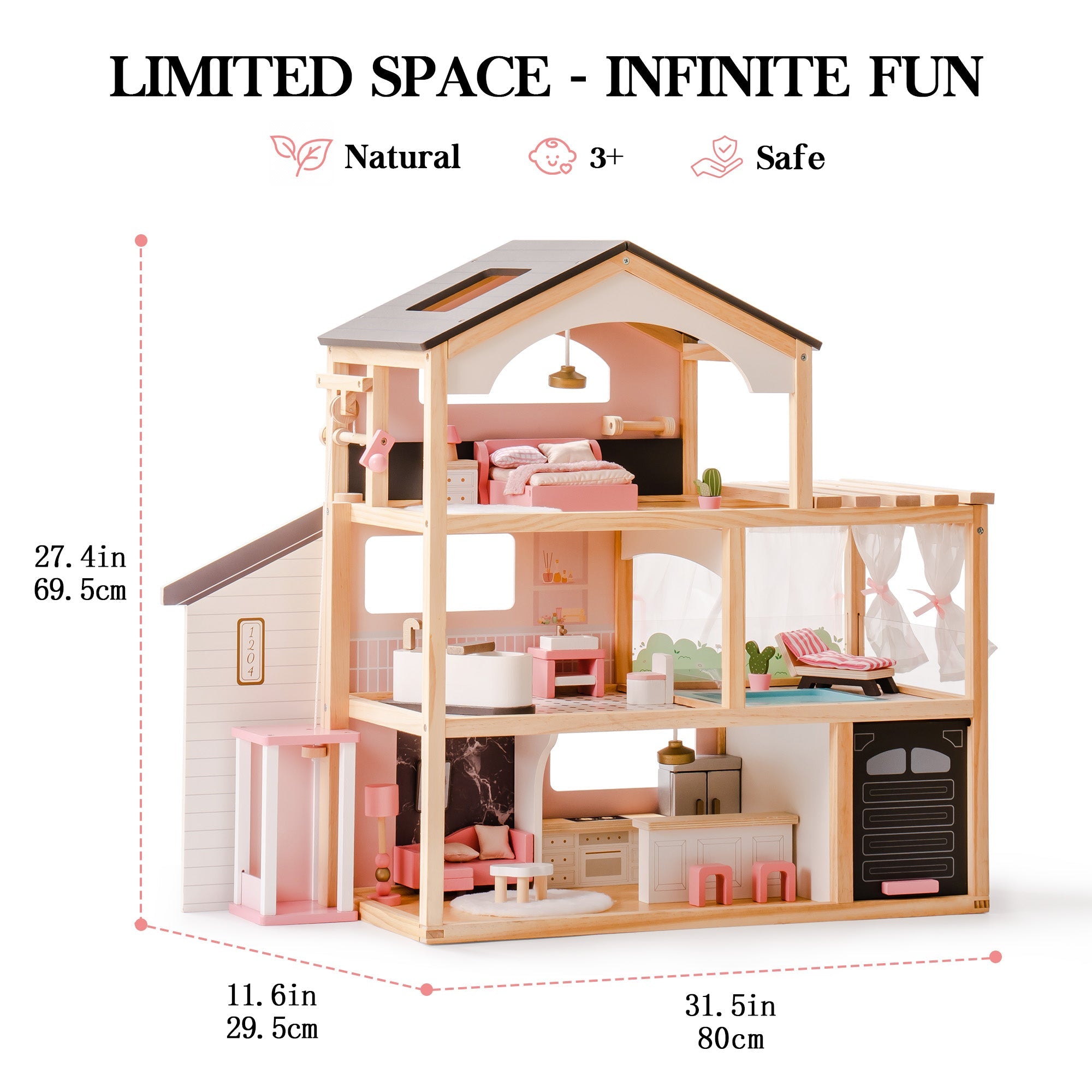 Wooden Doll House – Dreamy Pink