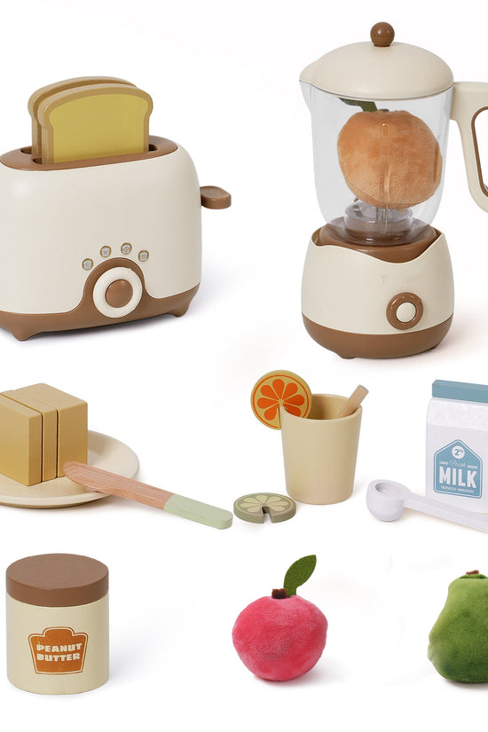 Lunamoa Pretend Play Kitchen Appliances Set – Creamy 4-Piece