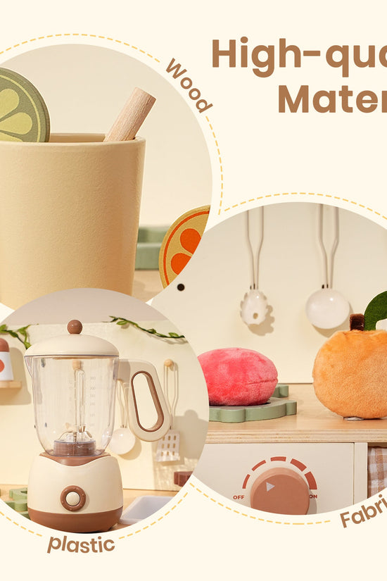 Lunamoa Pretend Play Kitchen Appliances Set – Creamy 4-Piece