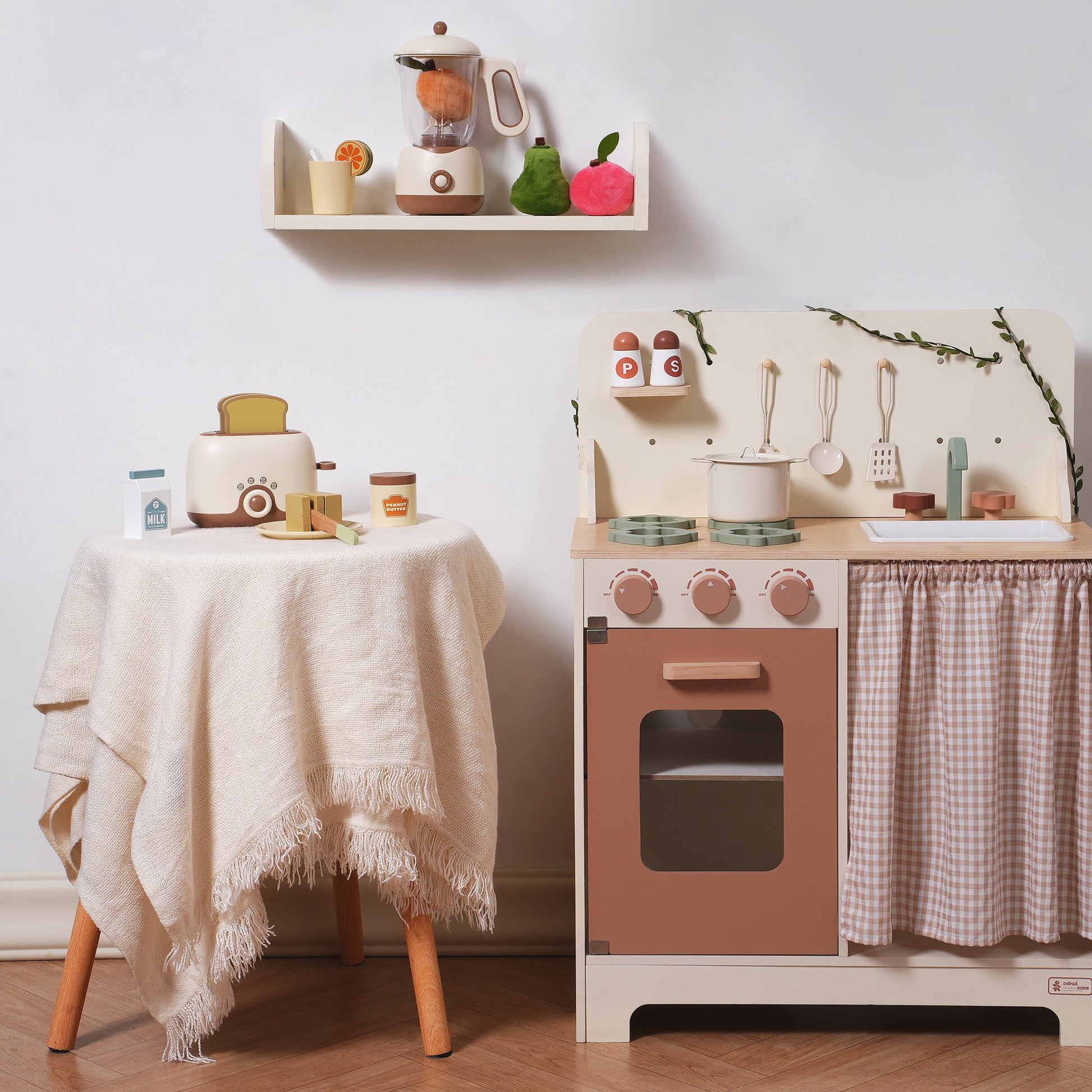 Lunamoa Pretend Play Kitchen Appliances Set – Creamy 4-Piece