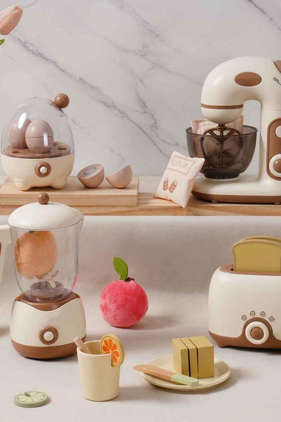 Lunamoa Pretend Play Kitchen Appliances Set – Creamy 4-Piece