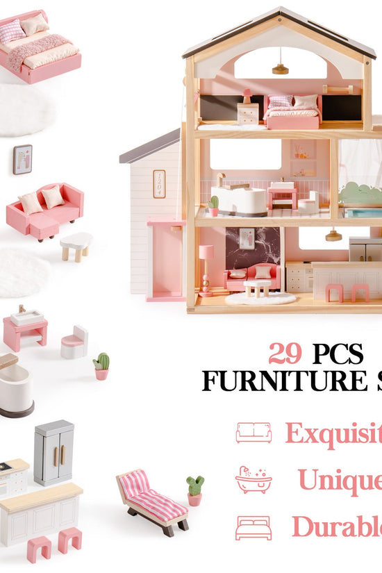 Wooden Doll House – Dreamy Pink