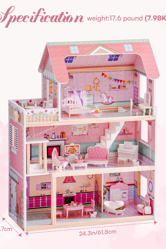 3-Storey Wooden Playhouse for Kids