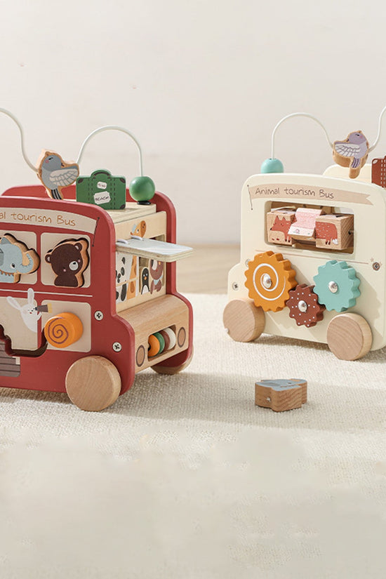 Montessori 5-in-1 Wooden Activity Bus Toy