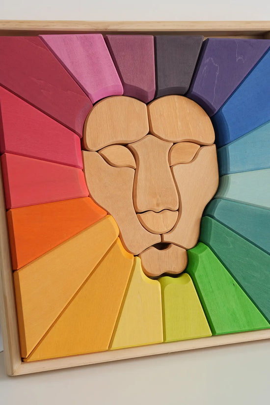 Wooden Rainbow Lion Stacker