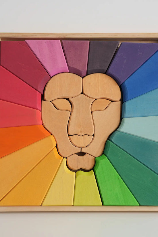 Wooden Rainbow Lion Stacker