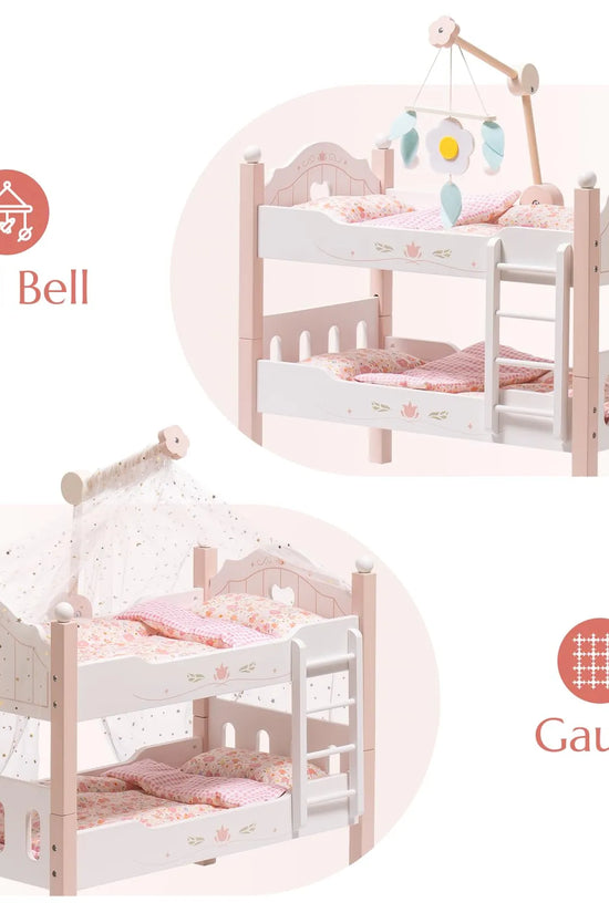 Wooden Baby Doll Crib – Pink with Bedding