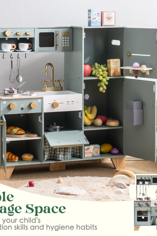 Bean Green Wooden Toy Kitchen Set