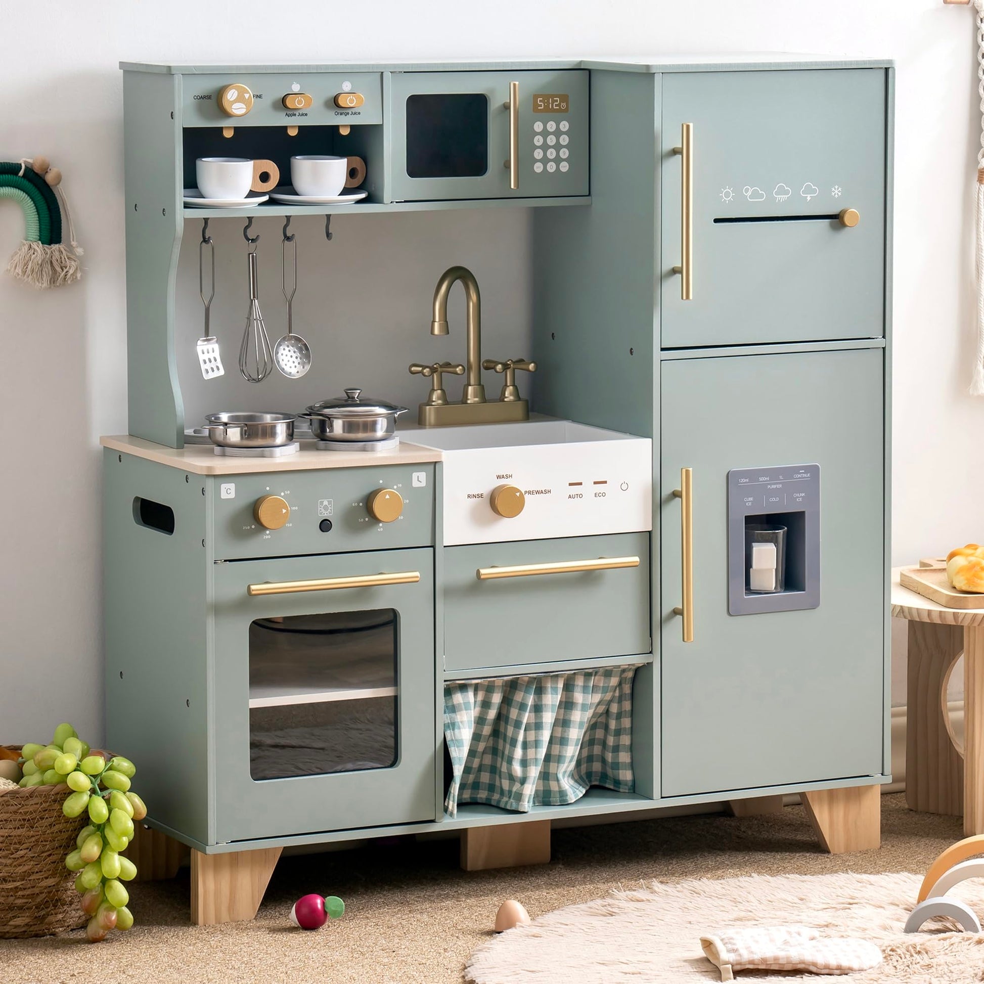 Bean Green Wooden Toy Kitchen Set