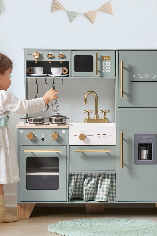 Bean Green Wooden Toy Kitchen Set