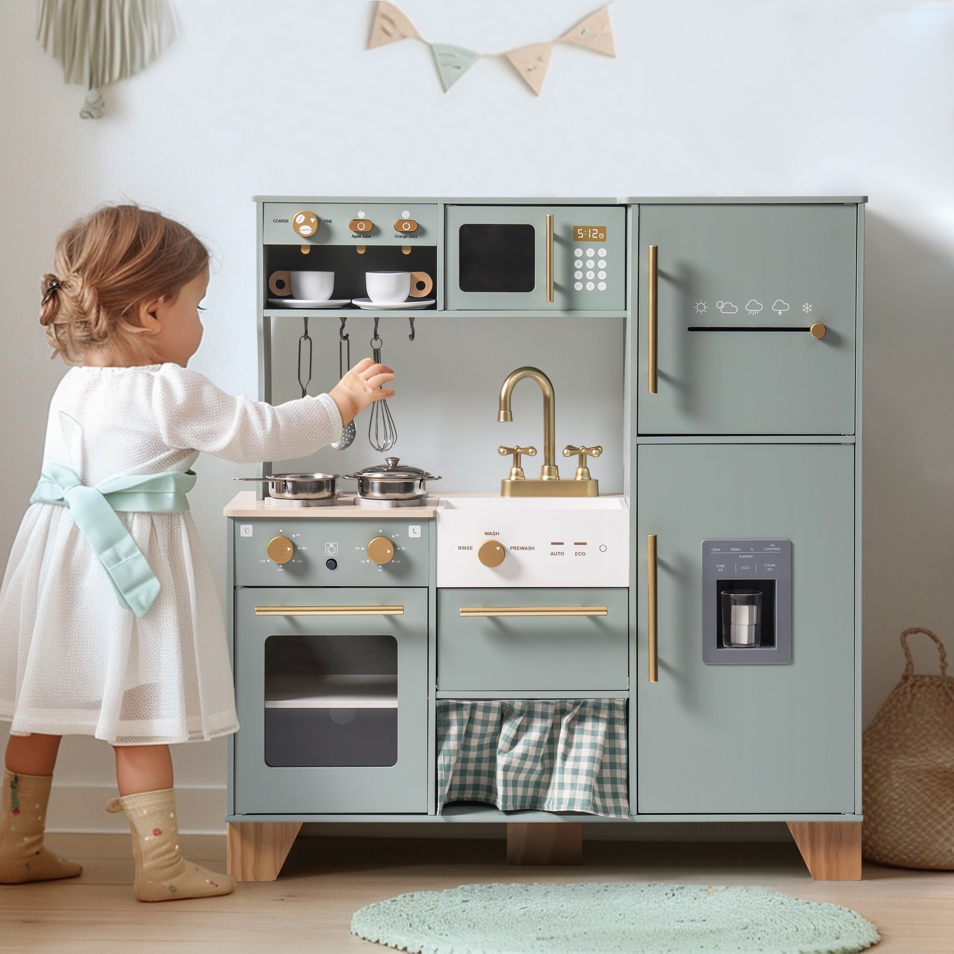 Bean Green Wooden Toy Kitchen Set