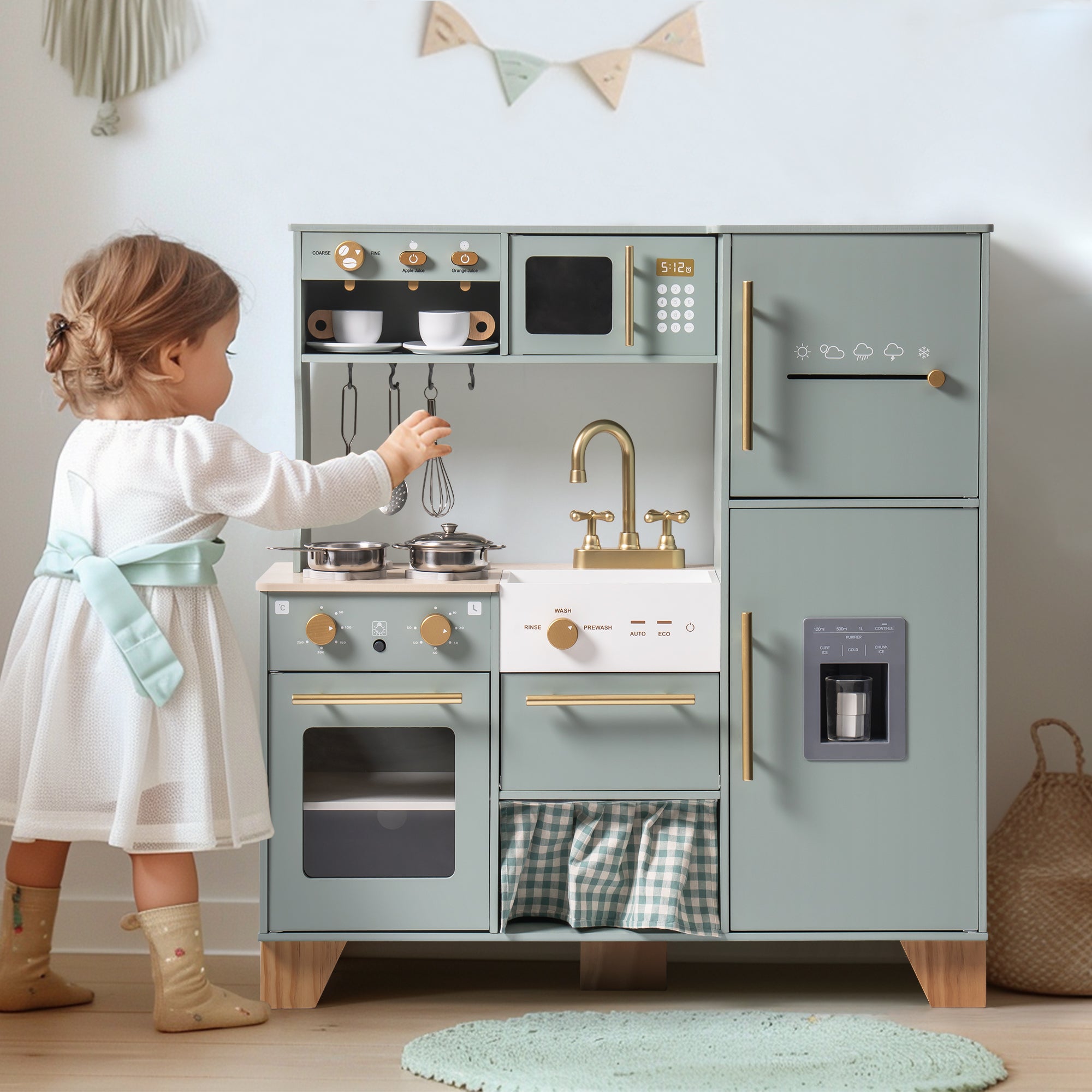 Bean Green Wooden Toy Kitchen Set