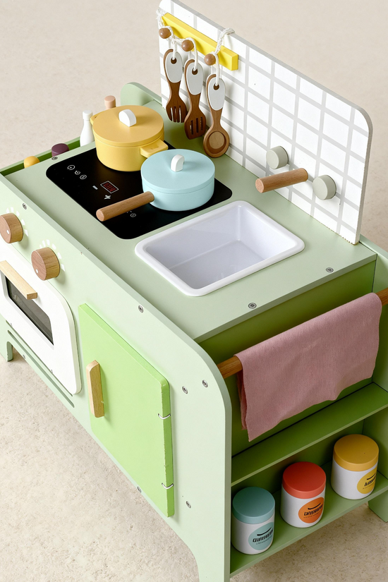 Bean Green Wooden Toy Kitchen Set