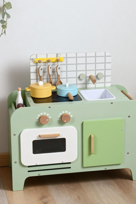 Bean Green Wooden Toy Kitchen Set