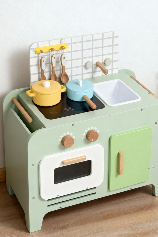 Bean Green Wooden Toy Kitchen Set