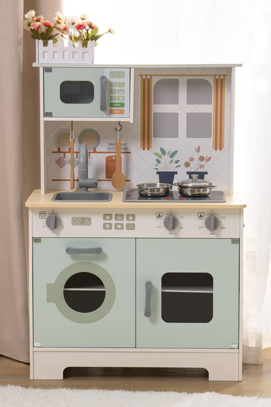 Green Modern Wooden Play Kitchen with Lights & Sounds