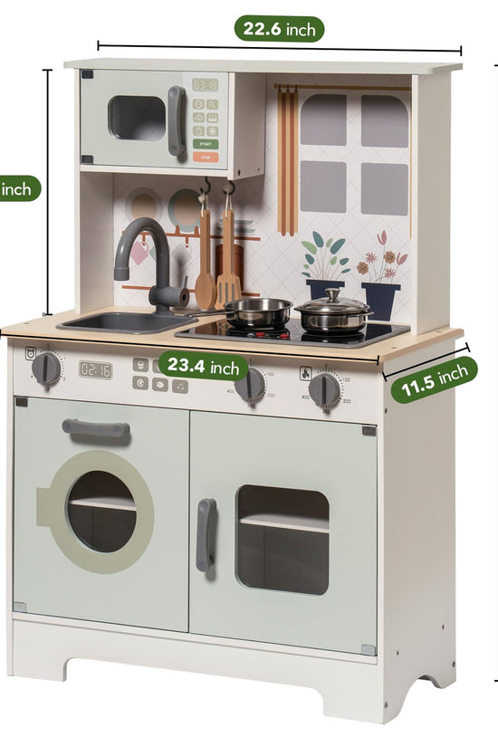 Green Modern Wooden Play Kitchen with Lights & Sounds