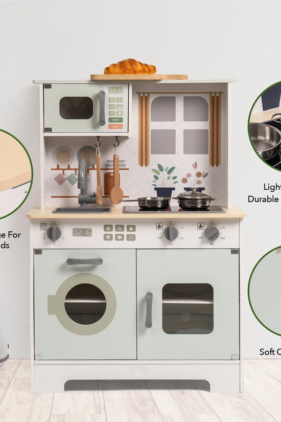Green Modern Wooden Play Kitchen with Lights & Sounds