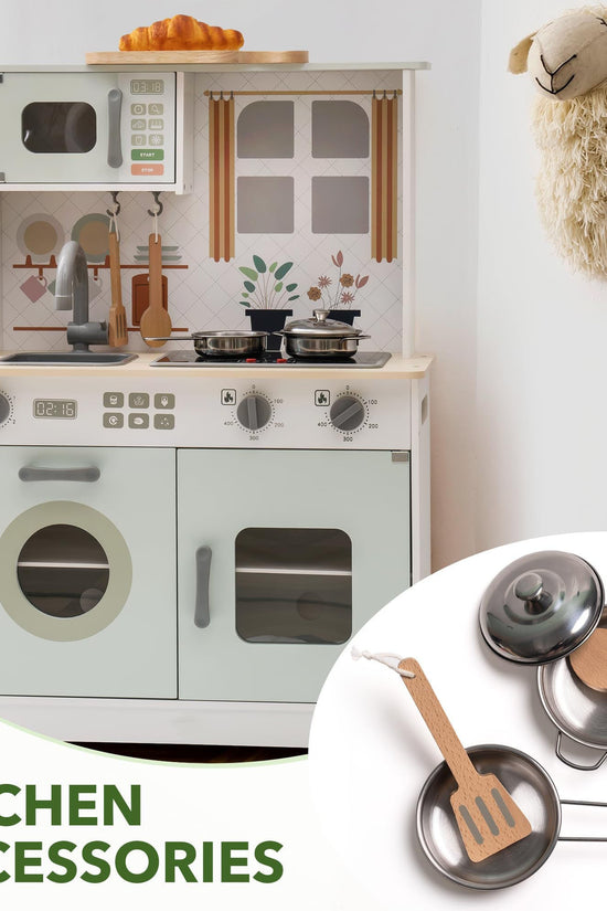 Green Modern Wooden Play Kitchen with Lights & Sounds