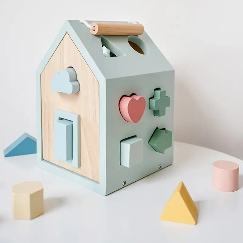 Wooden Montessori Shape Matching House Toy