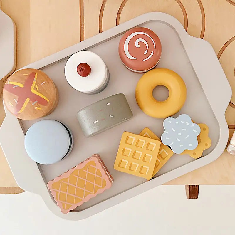 Wooden Pastry Play Set for Kids Kitchen
