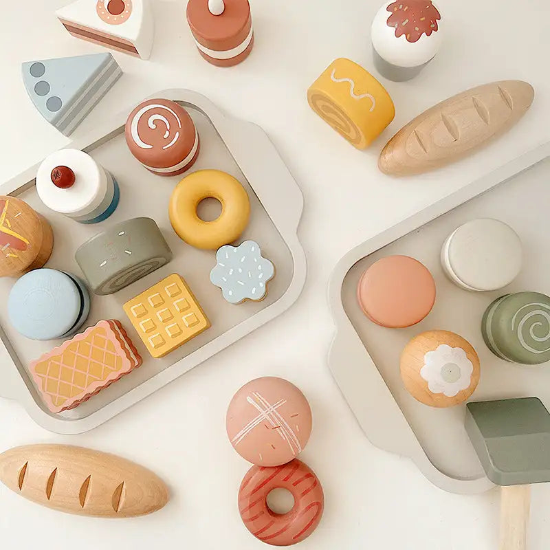 Wooden Pastry Play Set for Kids Kitchen