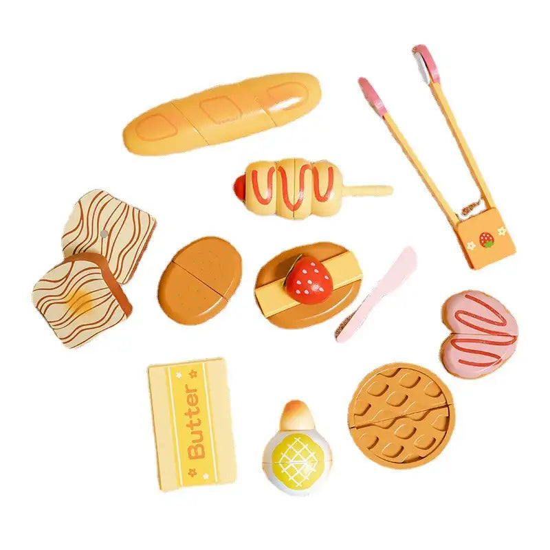 Wooden Bread & Fruit Salad Playset