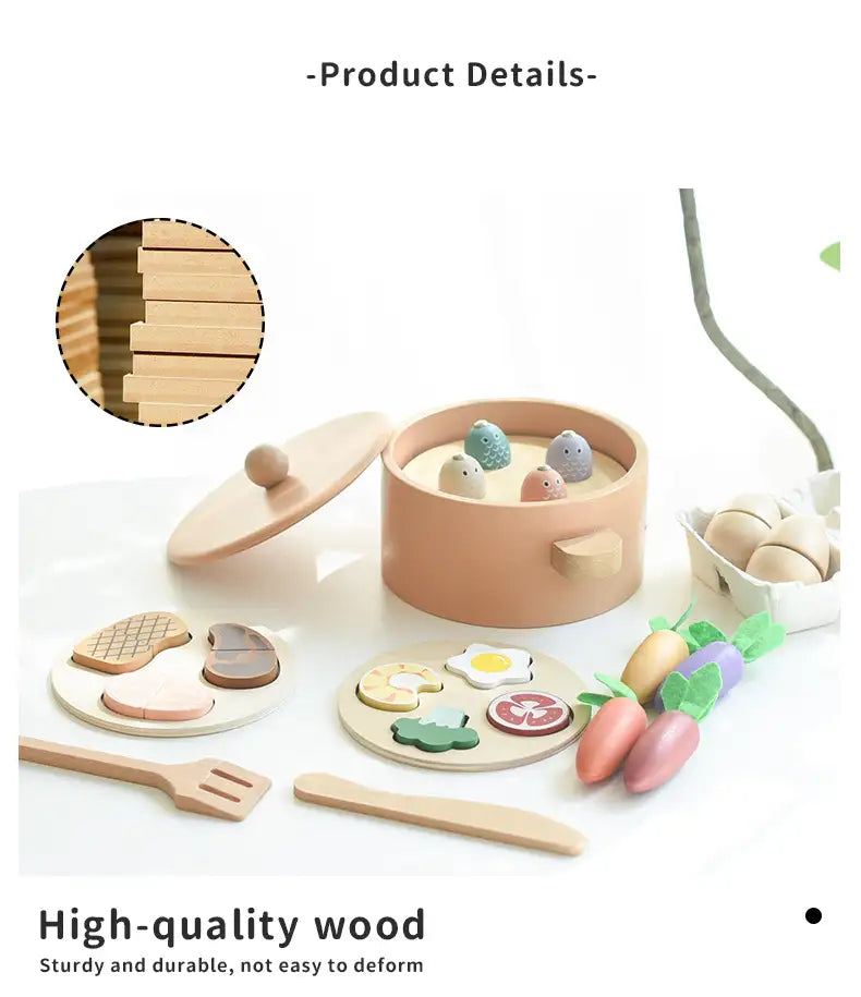 Wooden Carrot Pulling & Kitchen Play Toy Set