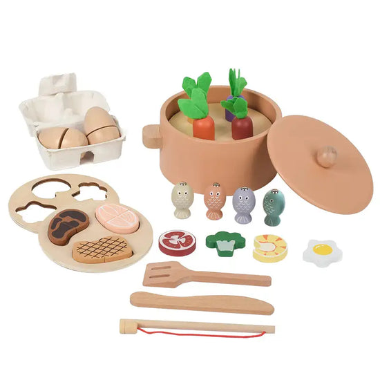 Wooden Carrot Pulling & Kitchen Play Toy Set