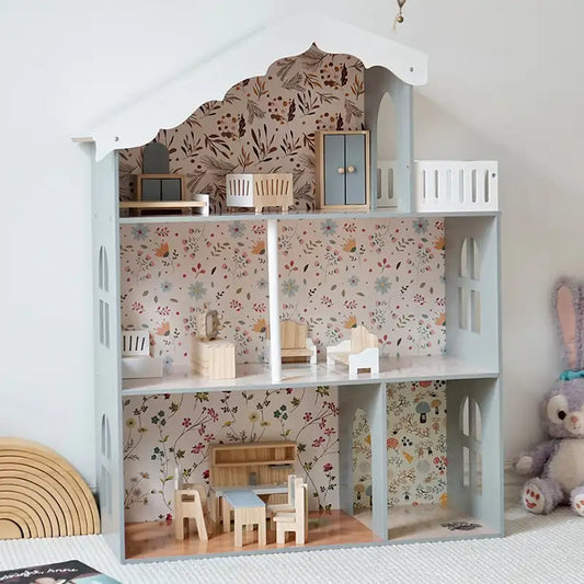 Wooden Nordic Dollhouse with Light