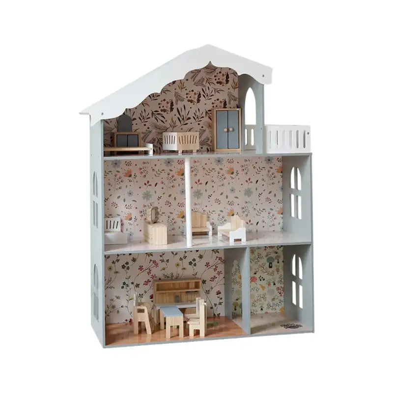 Wooden Nordic Dollhouse with Light