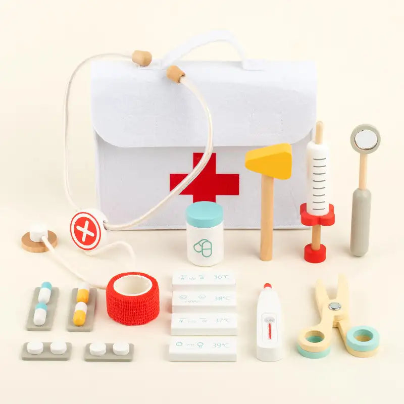 Wooden Pretend Medical Kit for Toddlers