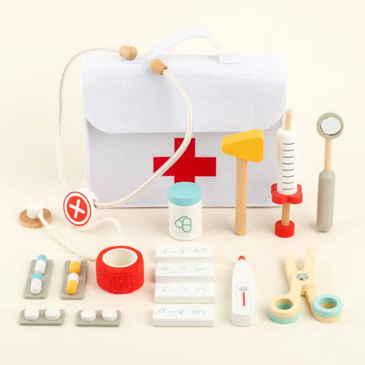 Wooden Pretend Medical Kit for Toddlers