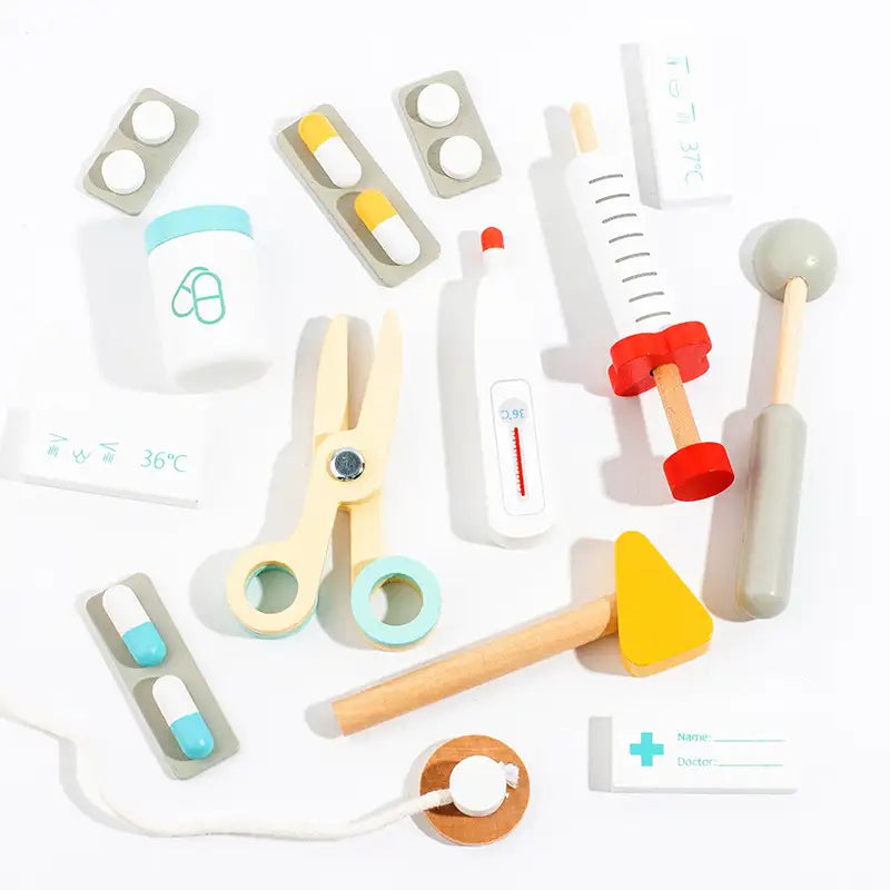 Wooden Pretend Medical Kit for Toddlers