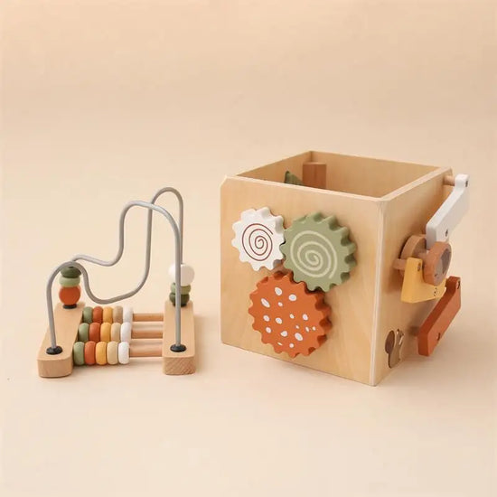 Wooden Busy Box Shape & Bead Toy
