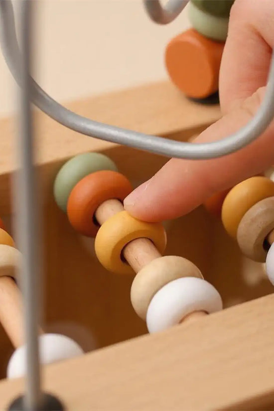 Wooden Busy Box Shape & Bead Toy