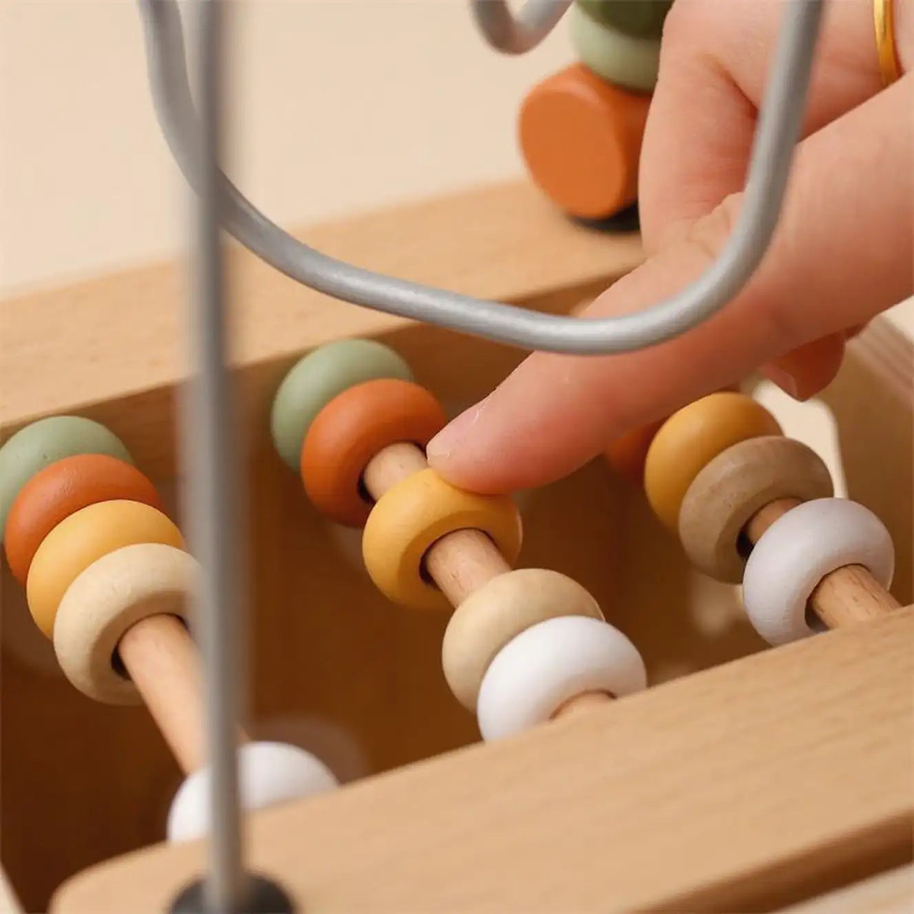 Wooden Busy Box Shape & Bead Toy