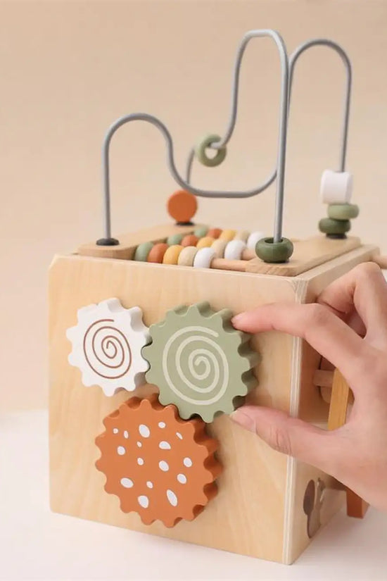 Wooden Busy Box Shape & Bead Toy
