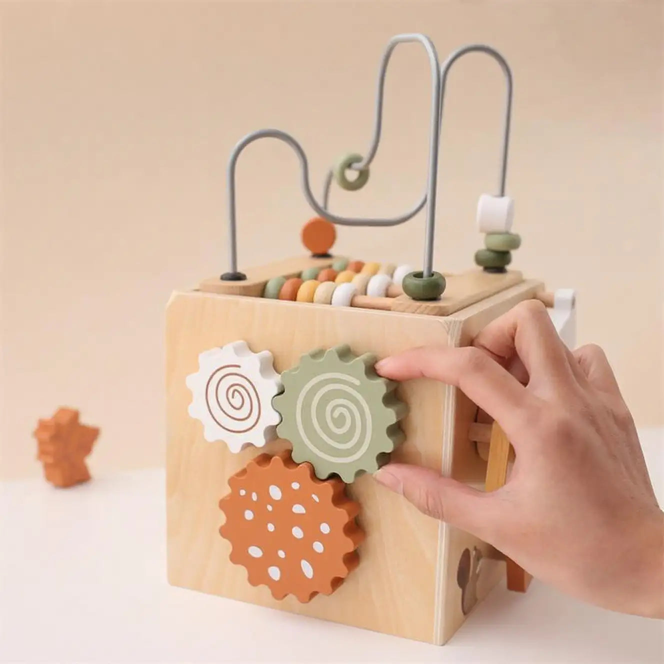 Wooden Busy Box Shape & Bead Toy
