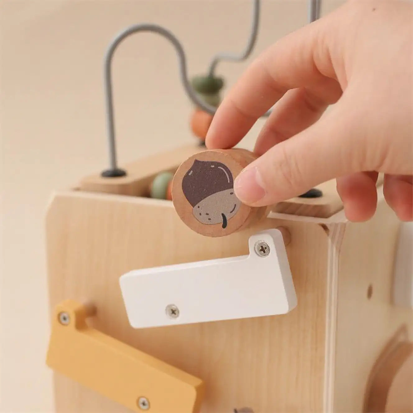 Wooden Busy Box Shape & Bead Toy