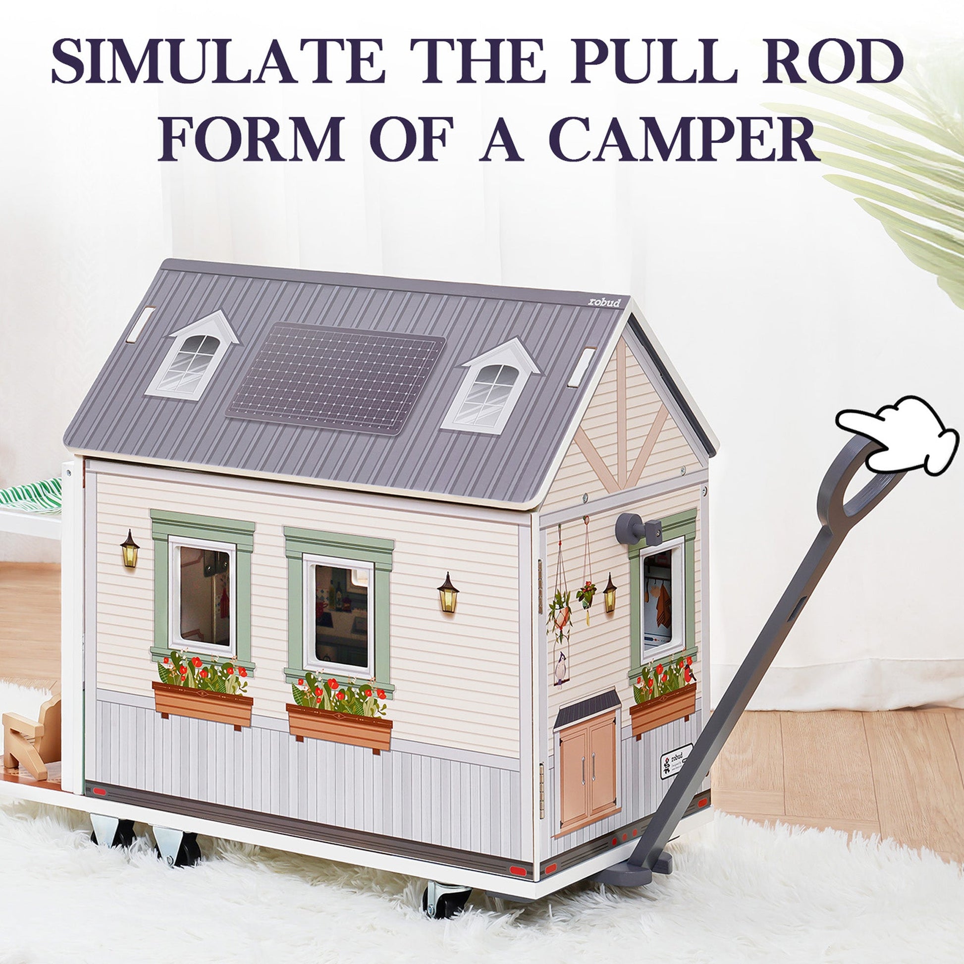 Lunamoa Wooden Realistic Camper Van Dollhouse