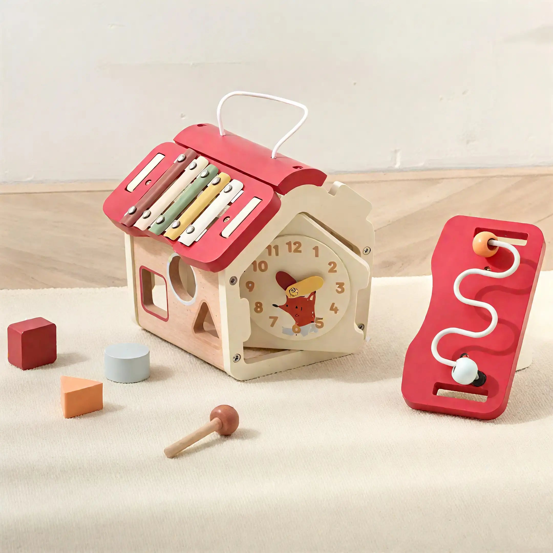 Portable Wooden House Activity Toy