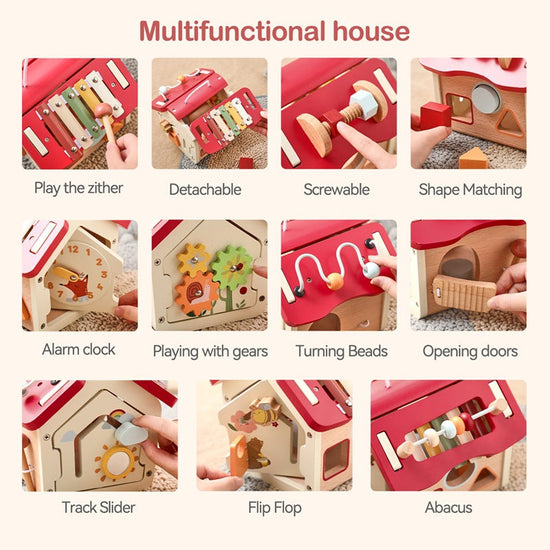Portable Wooden House Activity Toy